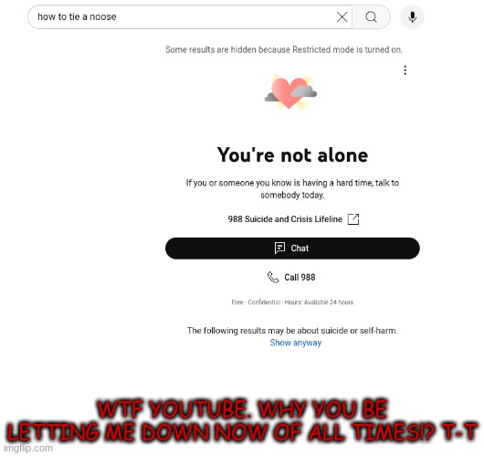 WTH YouTube!? | WTF YOUTUBE. WHY YOU BE LETTING ME DOWN NOW OF ALL TIMES!? T-T | made w/ Imgflip meme maker