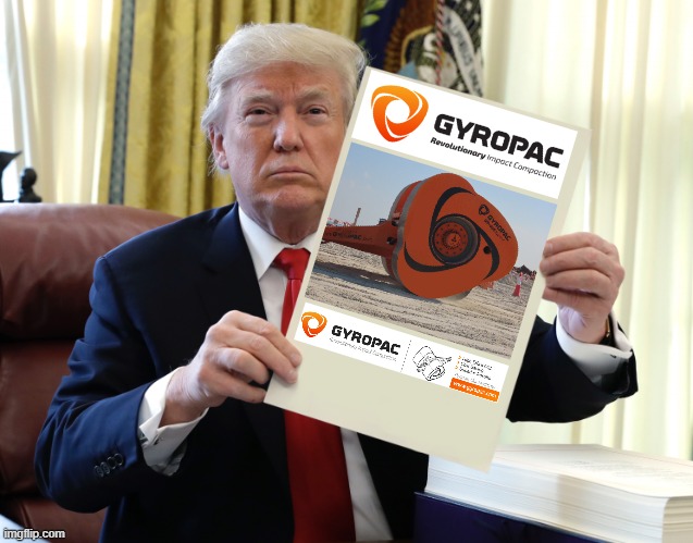 Trump for Gyropac | image tagged in trump holding paper | made w/ Imgflip meme maker