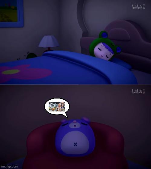 Yoyo dreaming | image tagged in rubi sleeping,yoyo sleeping again | made w/ Imgflip meme maker