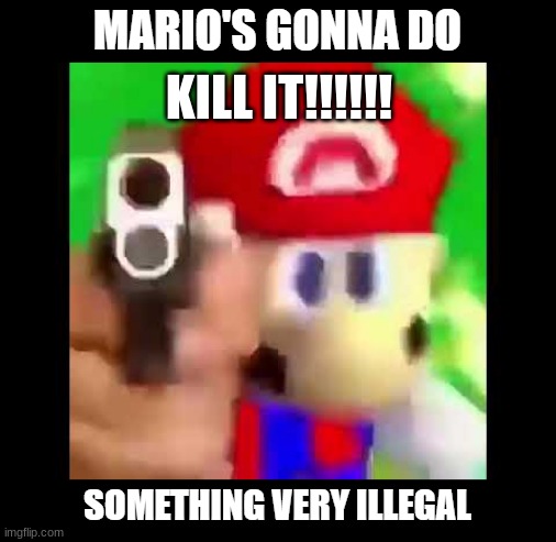 Mario's gonna do something Very illegal | KILL IT!!!!!! | image tagged in mario's gonna do something very illegal | made w/ Imgflip meme maker