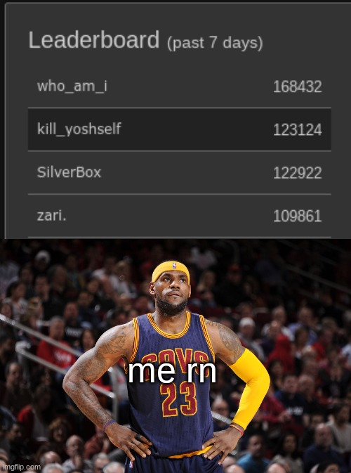 4TH ON THE LEADERBOARDDD!!! | me rn | image tagged in lebron james | made w/ Imgflip meme maker