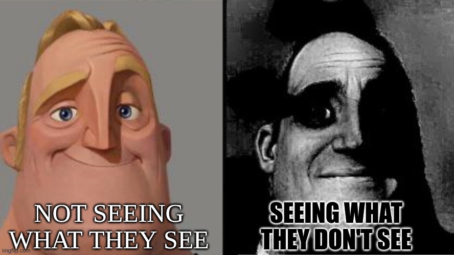 Hidden meaning | NOT SEEING WHAT THEY SEE; SEEING WHAT THEY DON'T SEE | image tagged in those who know | made w/ Imgflip meme maker