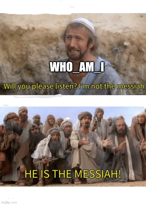 He's practically god at this point. | WHO_AM_I | image tagged in he is the messiah,who_am_i,imgflip,funny,imagine looking at the tags | made w/ Imgflip meme maker