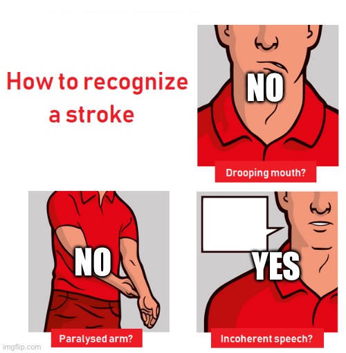 NO NO YES | image tagged in signs of a stroke | made w/ Imgflip meme maker