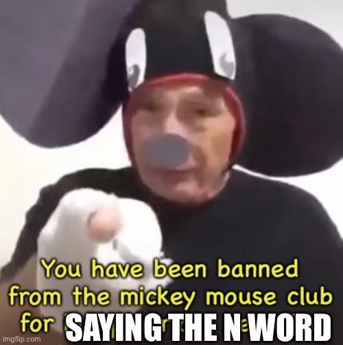 SAYING THE N WORD | image tagged in banned from the mickey mouse club | made w/ Imgflip meme maker