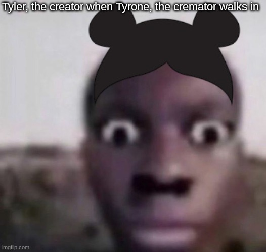 bruh what | Tyler, the creator when Tyrone, the cremator walks in | image tagged in bruh what | made w/ Imgflip meme maker