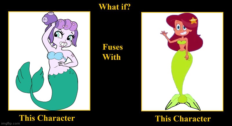 What if Cala Maria Fuses With Marina | image tagged in what if fuses,cala maria,cuphead,marina,zig and sharko,mermaid | made w/ Imgflip meme maker