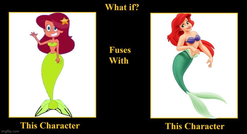 What if Marina Fuses With Ariel | image tagged in what if fuses,marina,zig and sharko,ariel,the little mermaid,disney princess | made w/ Imgflip meme maker