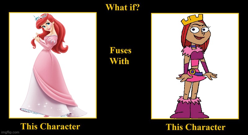 What if Princess Ariel Fuses With Candy | image tagged in blank fusion meme,ariel,dave the barbarian,disney princess,the little mermaid,princess candy | made w/ Imgflip meme maker