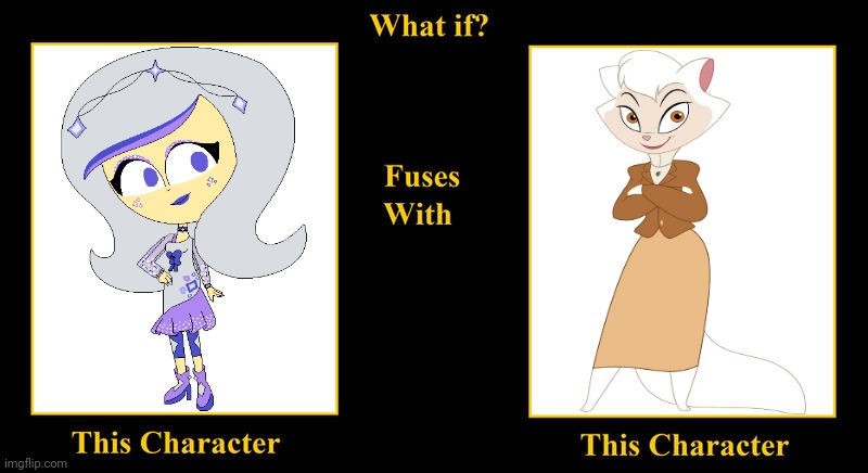 What if Luna Star Darling Fuses With Sawyer Cat | image tagged in blank fusion meme,star darlings,luna,oc,sawyer,cats don't dance | made w/ Imgflip meme maker