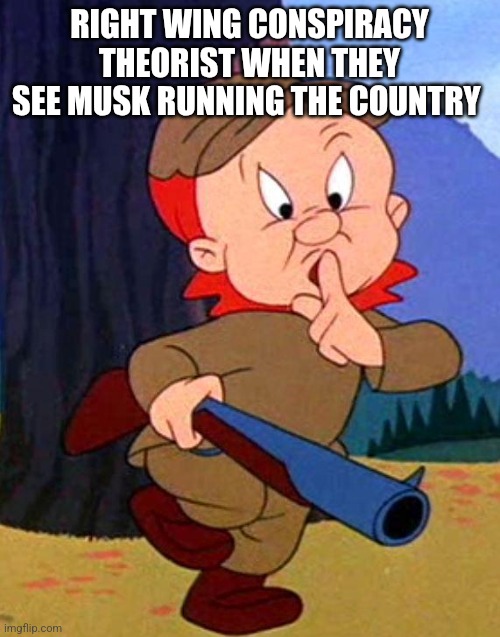 Shhhhj | RIGHT WING CONSPIRACY THEORIST WHEN THEY SEE MUSK RUNNING THE COUNTRY | image tagged in donald trump,trump,nevertrump,nevertrump meme,elon musk,maga | made w/ Imgflip meme maker