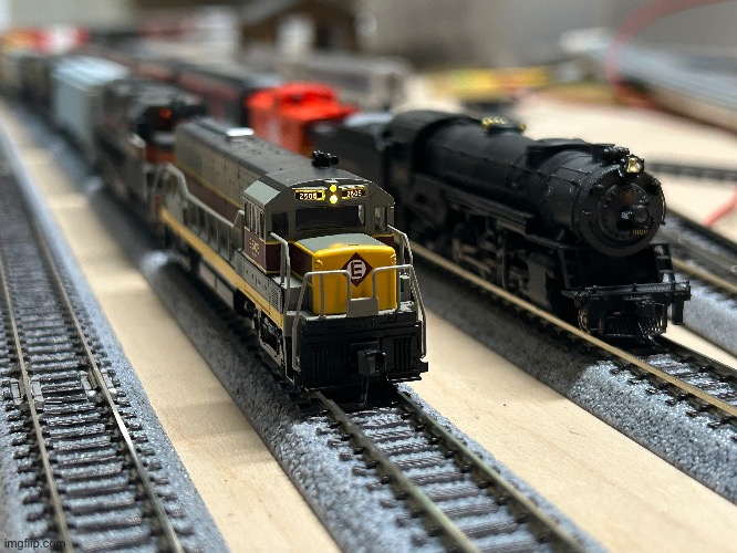 Rate the shot | image tagged in model trains,n scale,trains,msmg,photography | made w/ Imgflip meme maker