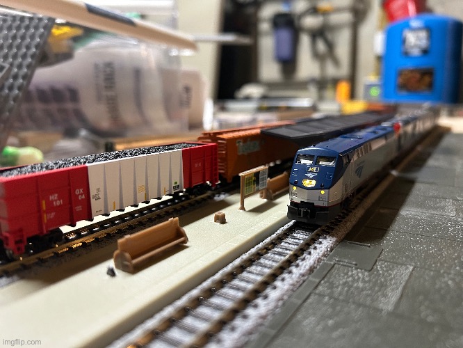 Another shot | image tagged in model trains,trains,n scale,photography,msmg | made w/ Imgflip meme maker