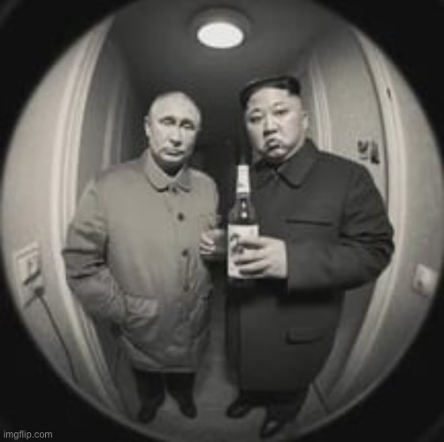 Kim Jong Un at your door (feat. Vladimir Putin) | image tagged in kim jong un at your door feat vladimir putin | made w/ Imgflip meme maker