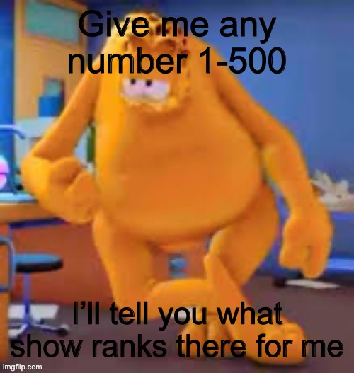 Garfield show | Give me any number 1-500; I’ll tell you what show ranks there for me | image tagged in garfield show | made w/ Imgflip meme maker