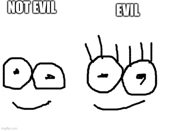 Eyes Can Tell if a character is evil or not | NOT EVIL; EVIL | image tagged in eyelashes,cartoon,did you know,fun fact,drawing | made w/ Imgflip meme maker