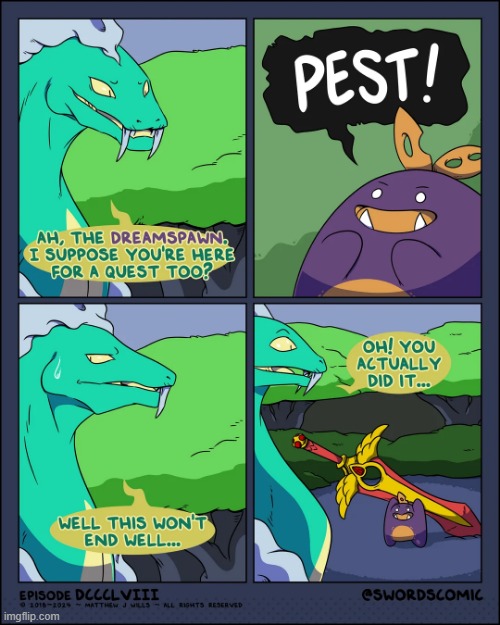 A thread of Quest Sprout and Pest Sprout Swords comics! | image tagged in swords,sprout,pest,beast,sword,big | made w/ Imgflip meme maker