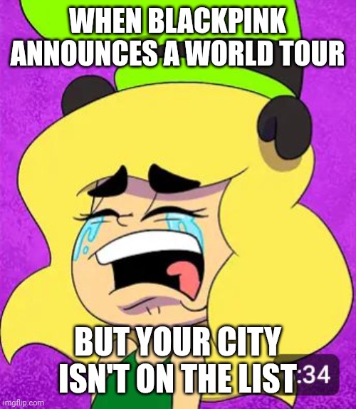 NOOOOOO | WHEN BLACKPINK ANNOUNCES A WORLD TOUR; BUT YOUR CITY ISN'T ON THE LIST | image tagged in crying gooby | made w/ Imgflip meme maker