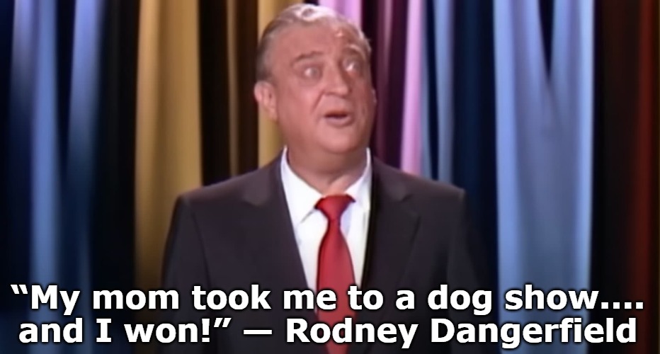 “My mom took me to a dog show.... and I won!” — Rodney Dangerfield | image tagged in rod | made w/ Imgflip meme maker