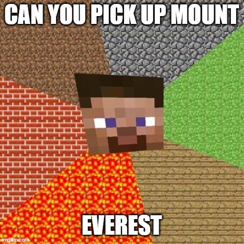 Minecraft Steve | CAN YOU PICK UP MOUNT EVEREST | image tagged in minecraft steve | made w/ Imgflip meme maker