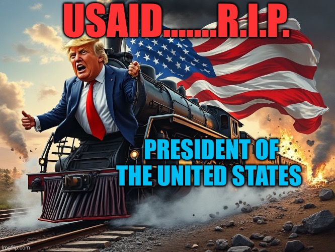 Democrats didn’t see that coming | USAID…….R.I.P. PRESIDENT OF THE UNITED STATES | image tagged in trump train,president trump,trump administration,donald trump executive order,maga | made w/ Imgflip meme maker