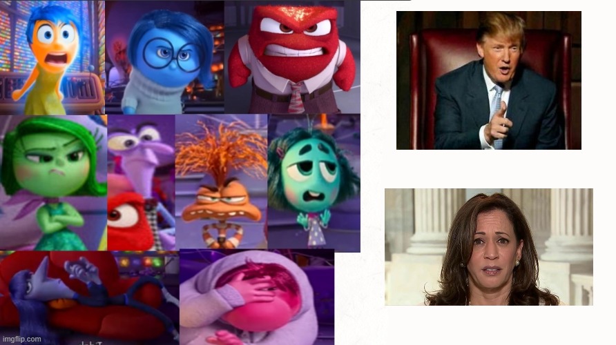 inside out 2 emotions are angry at donald trump and kamala harris | image tagged in inside out 2 emotions are angry at insert something you hate,kamala harris,donald trump,inside out,inside out 2 | made w/ Imgflip meme maker