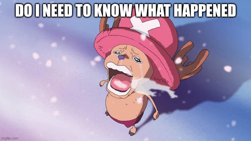 crying chopper one piece | DO I NEED TO KNOW WHAT HAPPENED | image tagged in crying chopper one piece | made w/ Imgflip meme maker