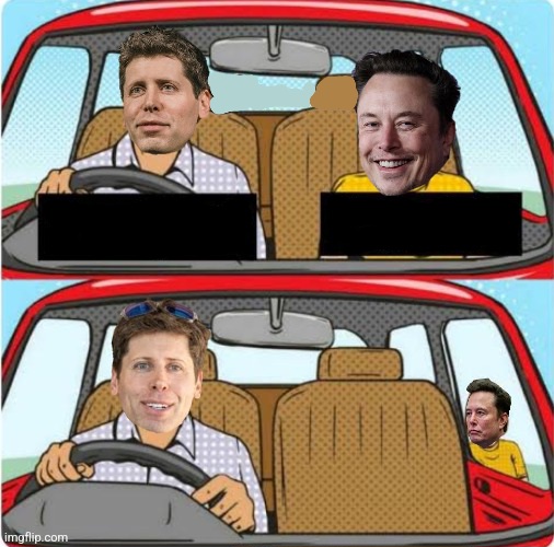 High Quality Elon Musk and Sam Altman in a Car Blank Meme Template