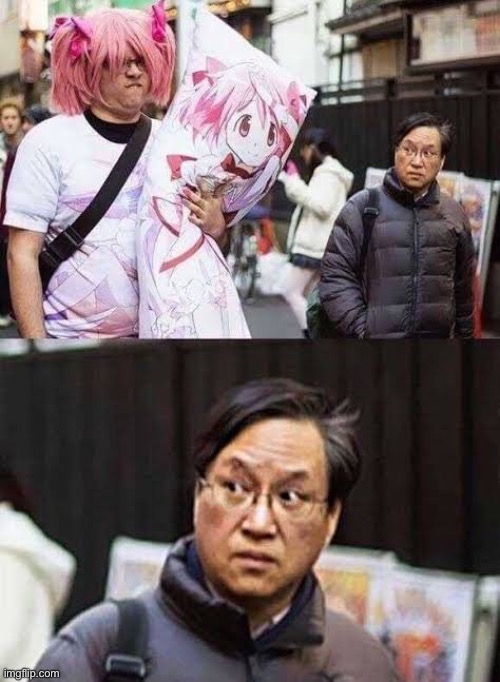 As an anime fan, we need to fix our community. That Japanese man is literally embarrassed by a weeaboo | image tagged in cringe | made w/ Imgflip meme maker