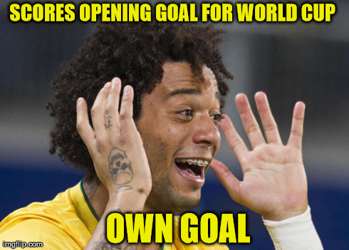 bad luck marcelo | SCORES OPENING GOAL FOR WORLD CUP OWN GOAL | image tagged in bad luck brian | made w/ Imgflip meme maker