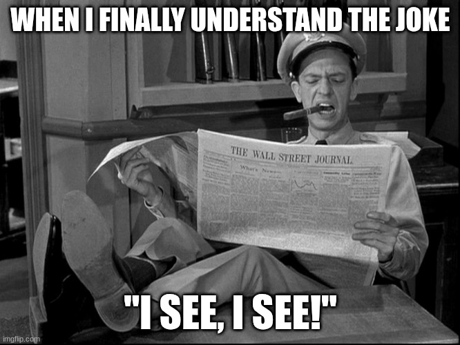 barney fife | WHEN I FINALLY UNDERSTAND THE JOKE; "I SEE, I SEE!" | image tagged in barney fife | made w/ Imgflip meme maker