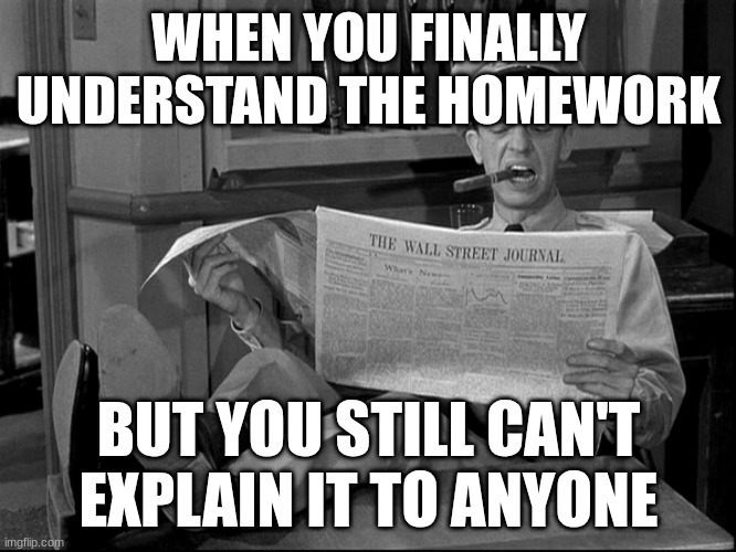 barney fife | WHEN YOU FINALLY UNDERSTAND THE HOMEWORK; BUT YOU STILL CAN'T EXPLAIN IT TO ANYONE | image tagged in barney fife | made w/ Imgflip meme maker