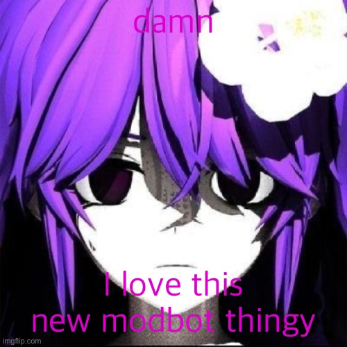 JVNE | damn; I love this new modbot thingy | image tagged in jvne | made w/ Imgflip meme maker