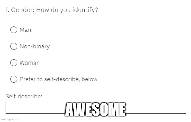 How do you self-identify? | AWESOME | image tagged in how do you self-identify | made w/ Imgflip meme maker