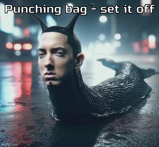 Ok bro we get it you like set it off | Punching bag - set it off | image tagged in slime shady | made w/ Imgflip meme maker