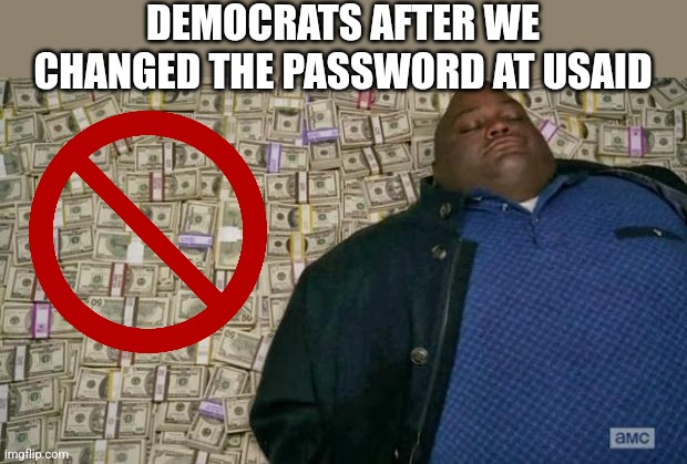 huell money | DEMOCRATS AFTER WE CHANGED THE PASSWORD AT USAID | image tagged in huell money,funny memes | made w/ Imgflip meme maker