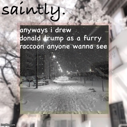 my template | anyways i drew donald trump as a furry raccoon anyone wanna see | image tagged in my template | made w/ Imgflip meme maker
