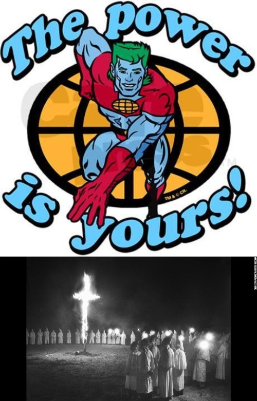 image tagged in the power is yours,kkk burning cross | made w/ Imgflip meme maker