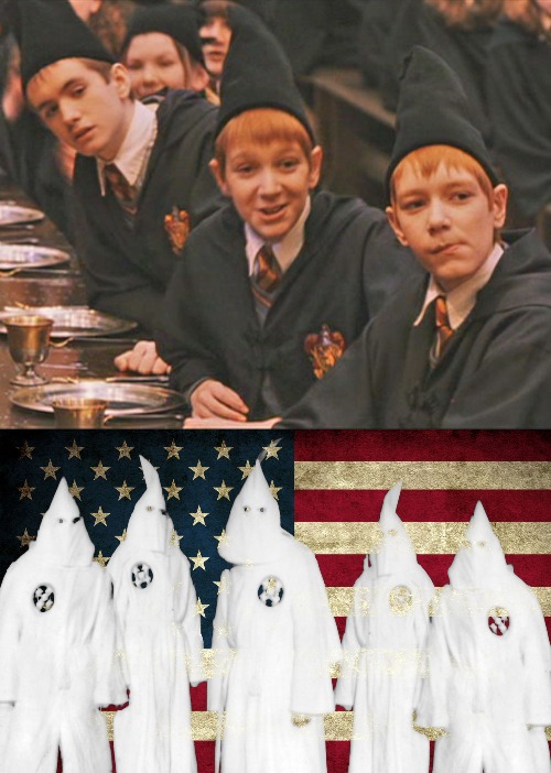 Battle of the pointy hats | image tagged in ku klux klan,harry potter | made w/ Imgflip meme maker