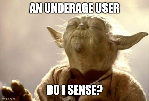 yoda smell | AN UNDERAGE USER DO I SENSE? | image tagged in yoda smell | made w/ Imgflip meme maker