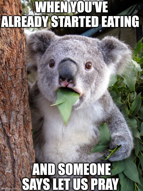 When You've Already Started Eating And Someone Says Let Us Pray | WHEN YOU'VE ALREADY STARTED EATING; AND SOMEONE SAYS LET US PRAY | image tagged in chris joines | made w/ Imgflip meme maker
