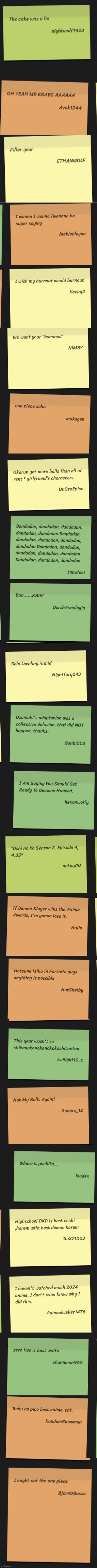 some of the weird comments I saw on the my animelist 2024 yearbook | image tagged in anime | made w/ Imgflip meme maker