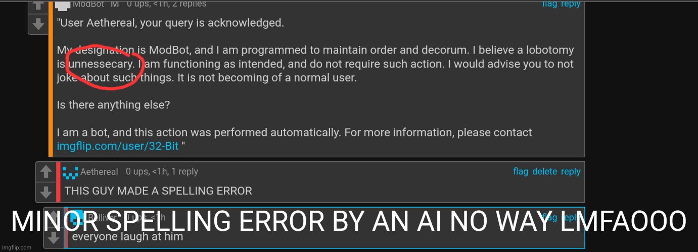 MINOR SPELLING ERROR BY AN AI NO WAY LMFAOOO | made w/ Imgflip meme maker