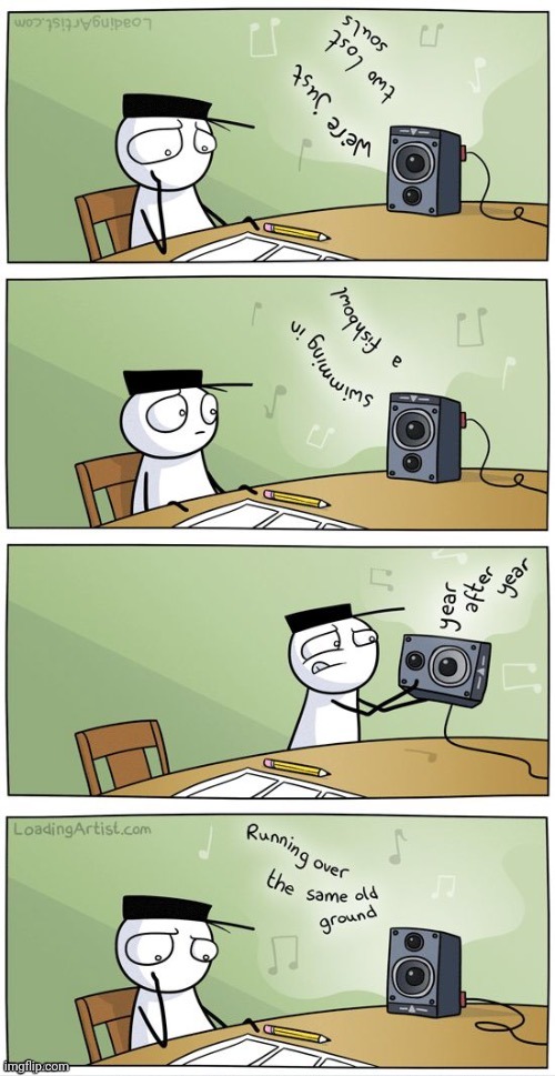 Two lost souls | image tagged in loading artist,music,song,songs,comics,comics/cartoons | made w/ Imgflip meme maker