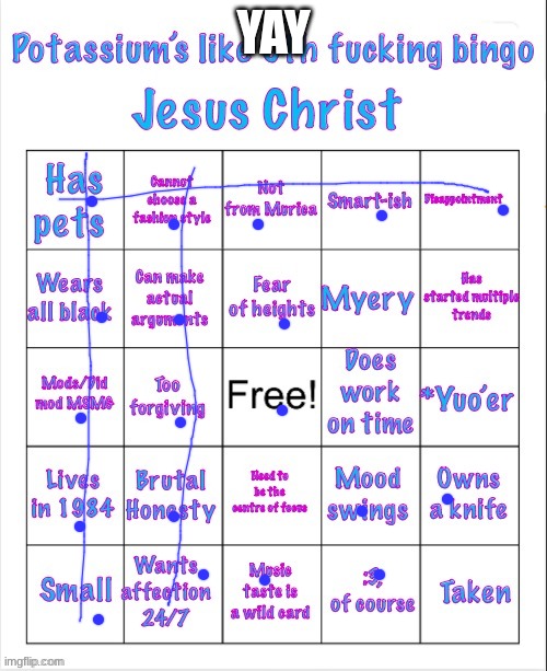 guyssssssss I'ma back >w< | YAY | image tagged in potassium bingo v5 or v6 i forgot | made w/ Imgflip meme maker