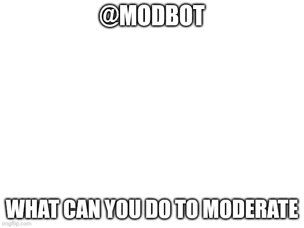 @MODBOT; WHAT CAN YOU DO TO MODERATE | made w/ Imgflip meme maker