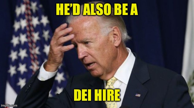 Joe Biden worries | HE’D ALSO BE A DEI HIRE | image tagged in joe biden worries | made w/ Imgflip meme maker