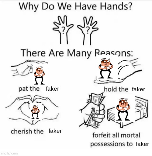 Why do we have hands? (all blank) | faker; faker; faker; faker | image tagged in why do we have hands all blank | made w/ Imgflip meme maker