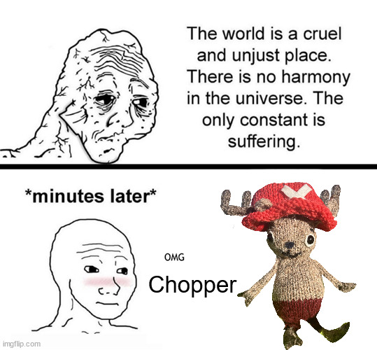 omg chopper | Chopper | image tagged in the world is a cruel and unjust place | made w/ Imgflip meme maker