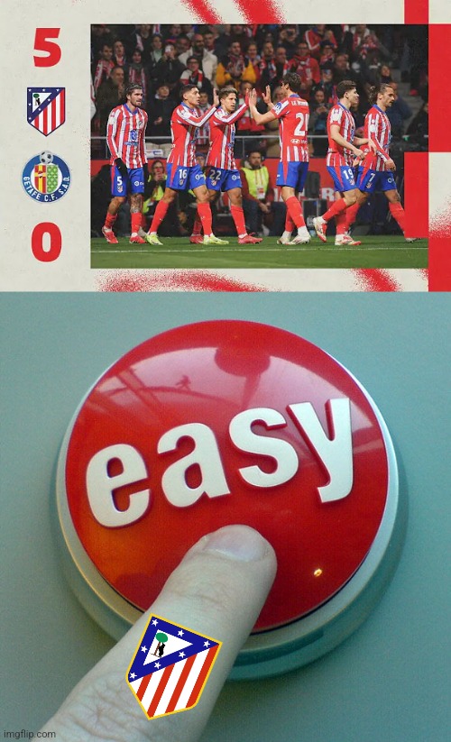 Atleti-Getafe 5:0 | image tagged in the easy button,copa del rey,atletico,getafe,sports,footy | made w/ Imgflip meme maker